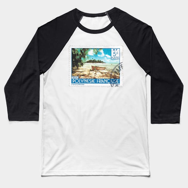 Beach in French Polynesia Stamp 5F 1980 Baseball T-Shirt by yousufi